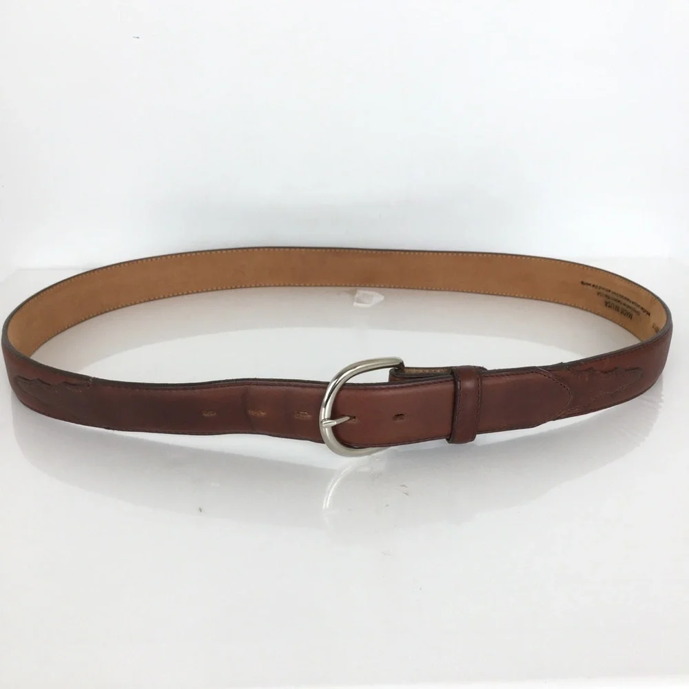 Silver Creek Classics Brown Leather Western Cowboy Belt Size 44 Made In The USA